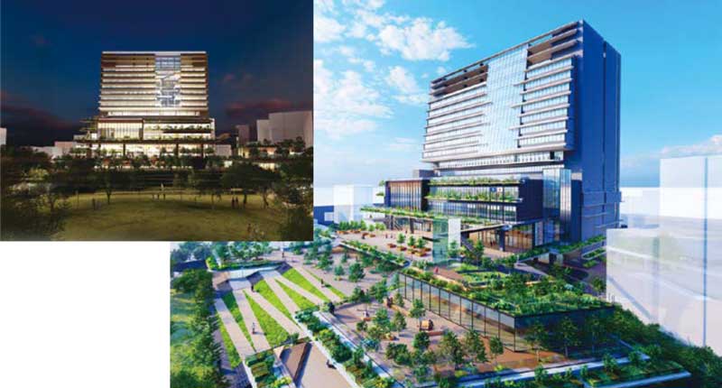 建物北側は城郭のような段々状の広場とする。美しくライトアップされた姿が見られるようになるはずだ